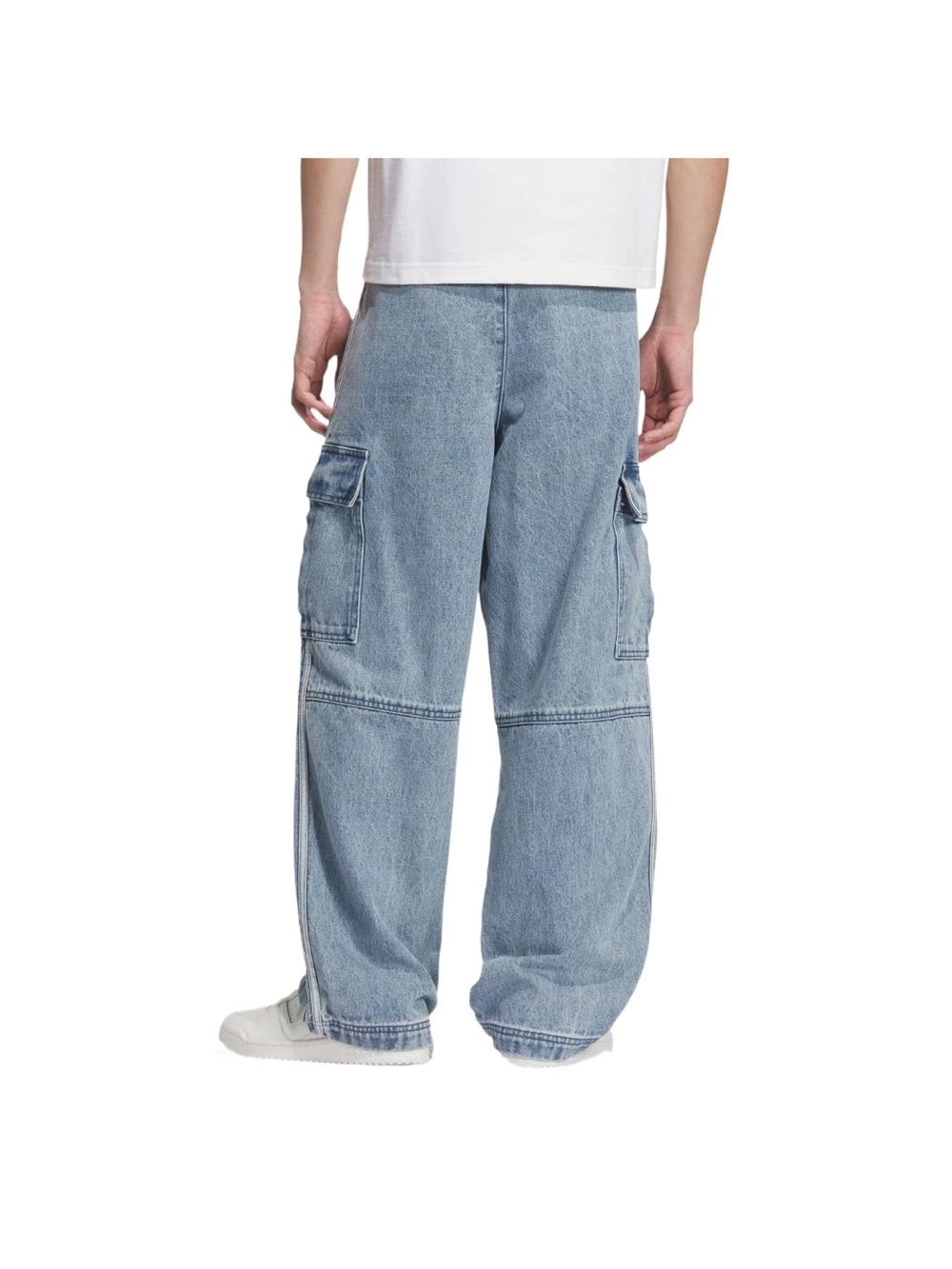 Light Blue Denim Cargo Pants with Utility Pockets